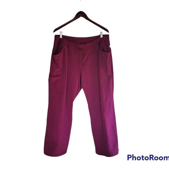Womens Burgundy Scrub Pants Plus Size Petite XL Never Worn - Picture 1 of 6